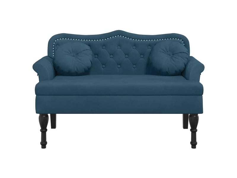  Banc salon, banc interieur avec coussins bleu 120,5x65x75 cm velours  - Conforama C