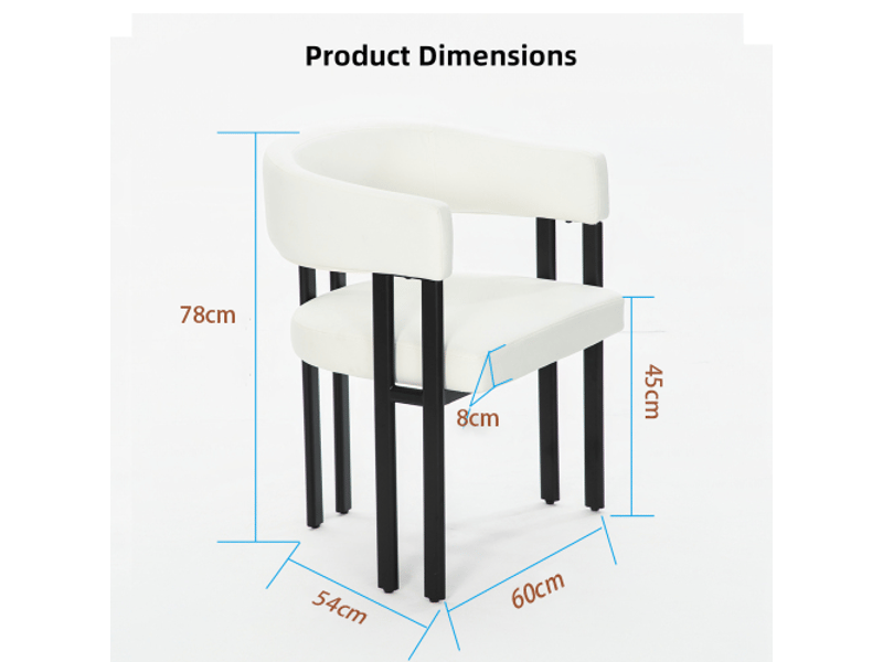 Chaise de salle à manger moderne en cuir synthétique, piètement métal, accoudoirs et dossier incurvé - Conforama C