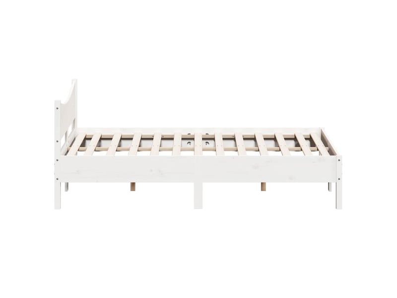  Lit double- lit adulte -  cadre de lit sans matelas blanc 150x200 cm bois de pin massif  - Conforama D