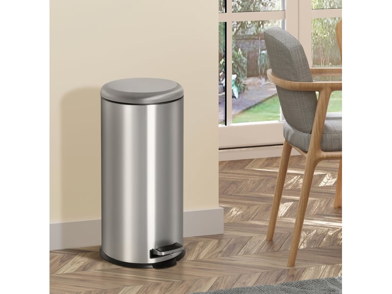  Poubelle à pédale 30 l ø29,2 x h62,9 cm inox argent  - Conforama B