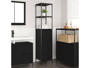 Meuble de salle de bain avec étagères chêne noir 36x35x165 cm