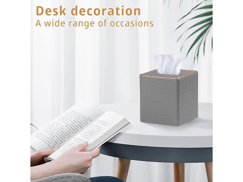  Étui carré en lin pour boîte à mouchoirs - avec base magnétique, pour la maison et le bureau - 1 pièce, 16×14×14cm (gris)  - Conforama C