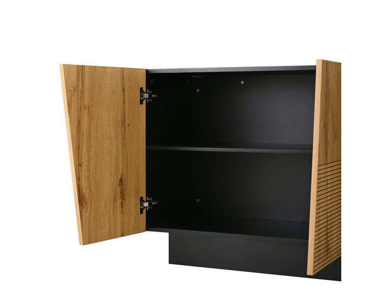  Buffet moderne de 160 cm, meuble de rangement avec grand espace de rangement, un design géométrique et une étagère réglable, marron  - Conforama E