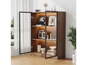 Vitrine coloris naturel 3 étagère(s) OKMYHOME - 80 cmx106 cm