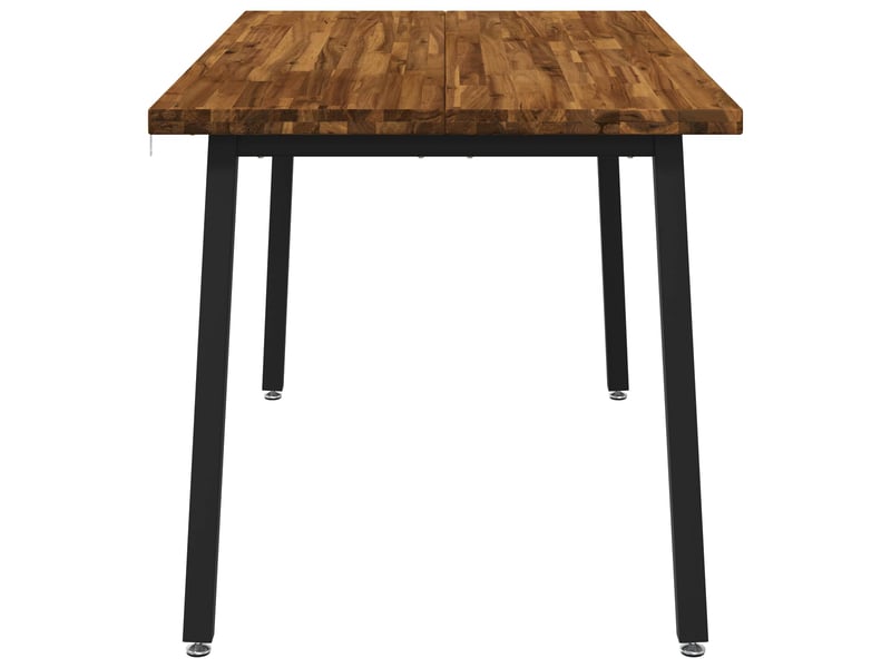  Table à manger moderne 140x80x75 cm bois d'acacia massif naturel et noir shl23252  - Conforama E