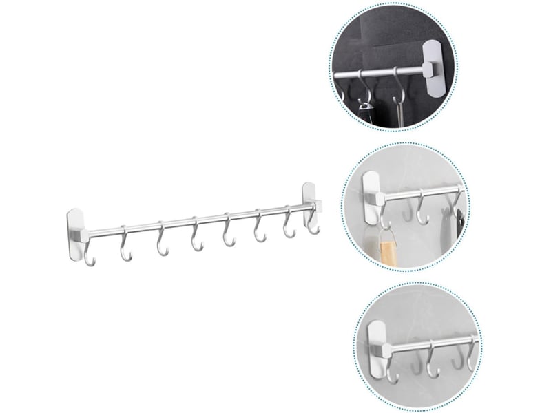  Crochet de cuisine mural pour ustensiles, support suspendu mobile pour rangement de garde-manger, organisation de cuisine avec gain de place pro, gris  - Conforama A