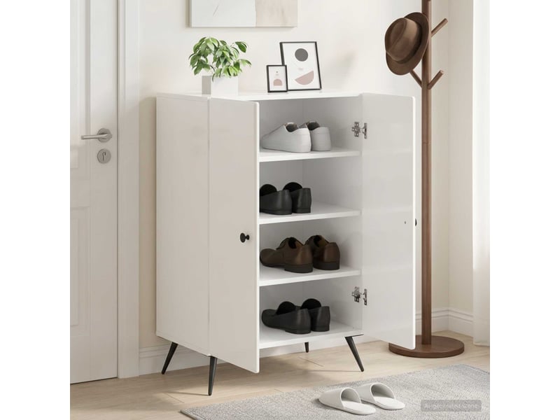  Meuble à chaussure, cabinet à chaussures breda 59,5x39,5x90 cm blanc brillant  - Conforama B