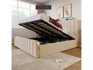 Lit 2 places 180x200 cm <strong>PHOEBE CAT</strong>  <strong></strong> coloris beige