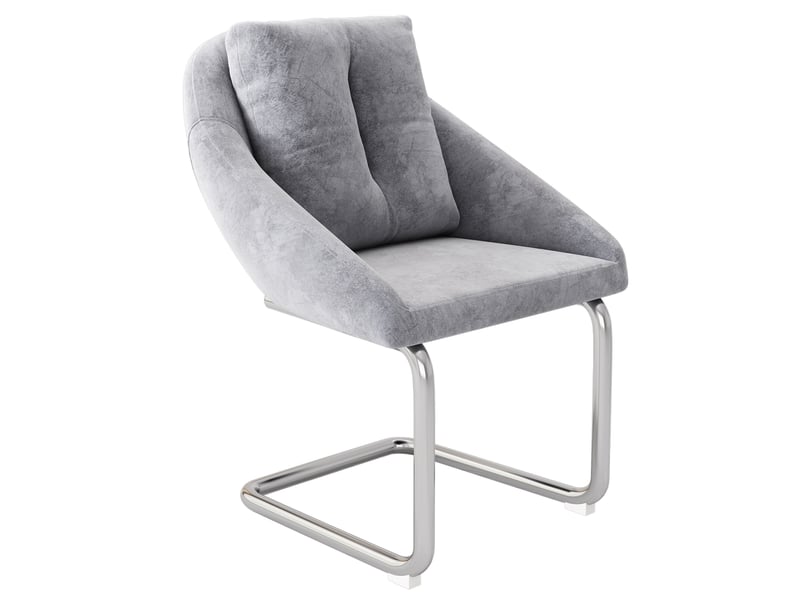  Lot de 6 chaises de salle à manger 59x65x82 cm pivotantes, avec coussin, velours gris, pieds courbés  - Conforama A