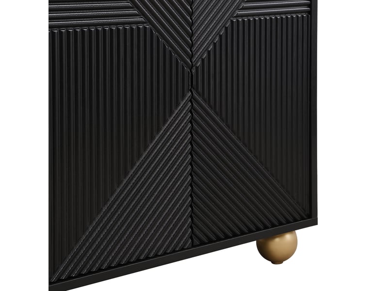  Buffet noir dimensions 120x35x71.5 cm avec 4 portes et intérieur modulable meuble de rangement compact et élégant  - Conforama W