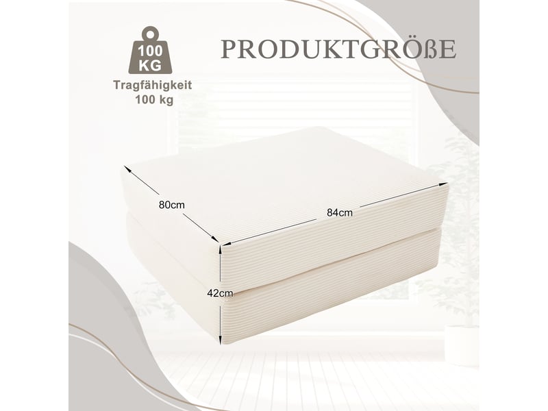  Tabouret de compression en velours côtelé doux et doux pour la peau. Avec 2 blocs de mousse haute densité pour un grand confort. Dépliable en un HFSN-1281BG - Conforama C