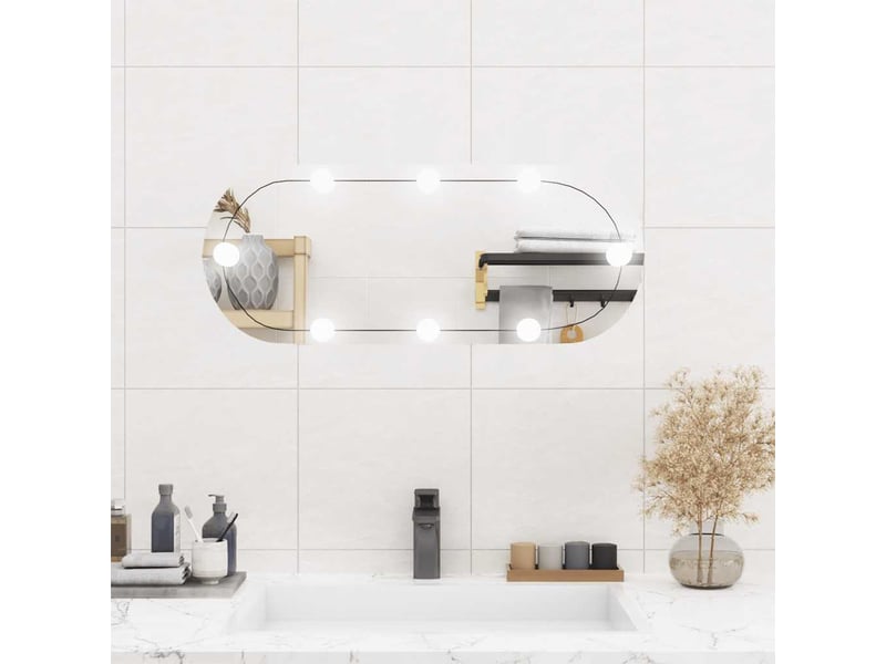 Miroir mural avec lumières led 30x70 cm verre ovale cf62817 - Conforama B