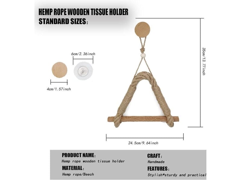  Porte papier toilette corde auto-adhésif | support rouleau &amp; porte-serviettes | style industriel nautique antique - salle de bain  - Conforama C