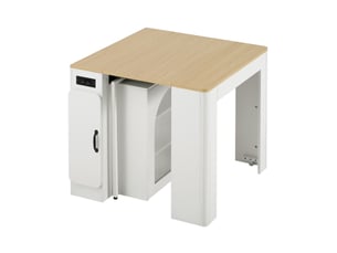 Îlot de cuisine extensible à roulettes avec prises usb et type-c, blanc naturel