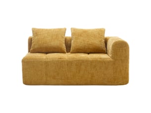 Canapé 2 places corda, jaune, sans montage, coussin moelleux, poches latérales, design élégant