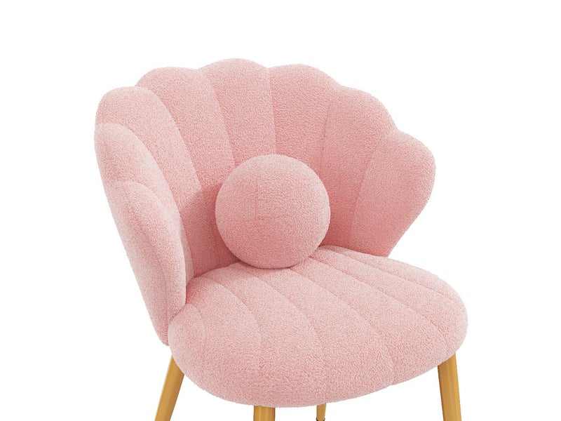  Lot de 6 chaises – rembourrées – pieds en métal doré – rose  - Conforama W
