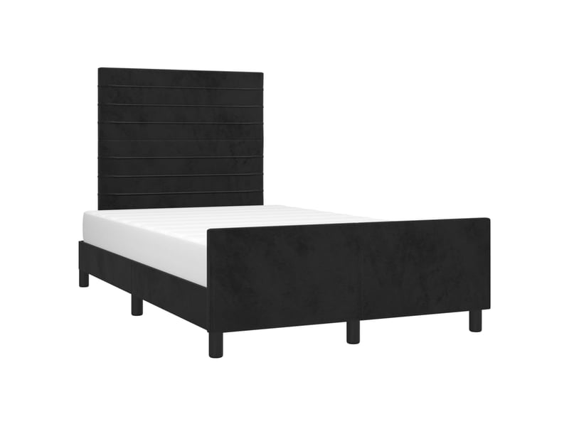 Lit double- lit adulte - cadre de lit sans matelas noir 120x190 cm velours - Conforama C