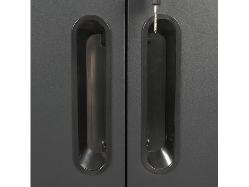 Armoire à outils sur roulettes 75x42x88 cm noire en métal, 1 tiroir, 2 portes verrouillables pour garage - Conforama E