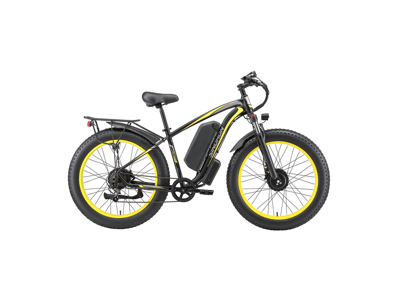 Vélo électrique double moteur sinohon x26, fat bike 26 po tout-terrain, jaune - Conforama B