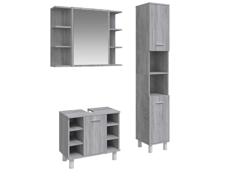 Ensemble d'armoires de salle de bain 3 pcs sonoma gris cf63012 - Conforama A