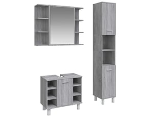 Ensemble d'armoires de salle de bain 3 pcs sonoma gris cf63012