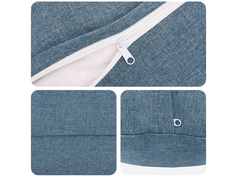  Lot de 6 housses de coussin heerlen bleu denim ø 50 cm tissu cf49596  - Conforama D
