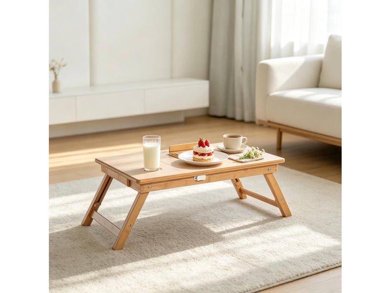Table de lit pliable en bambou avec plateau inclinable et hauteur réglable, 55 x 35 cm - Conforama B