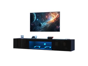 Meuble tv coloris noir 160 cm <strong>KORFEE</strong> <strong></strong>