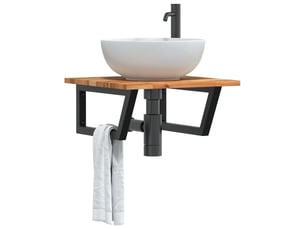 Étagère de vasque | étagère murale acier et bois massif d'acacia shl4864