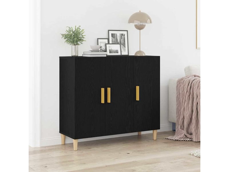  Buffet - bahut - meuble de rangement chêne noir 90 x 34 x 80 cm bois d'ingénierie  - Conforama B