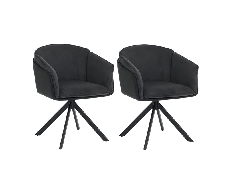  Lot de 2 chaises de salle à manger hwc-r24, chaises de cuisine, pivotantes, en métal, simili-cuir, tissuvelours - noir  - Conforama A