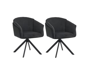 Lot de 2 chaises de salle à manger hwc-r24, chaises de cuisine, pivotantes, en métal, simili-cuir, tissuvelours - noir
