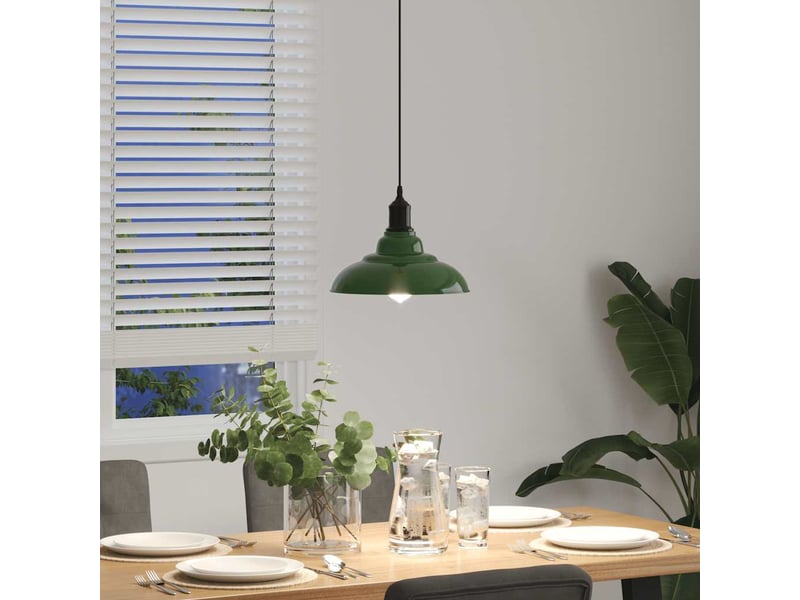  Lampe suspendue, suspension luminaire réglable hauteur e27 vert brillant ø 31cm métal  - Conforama D