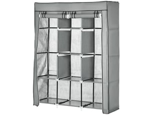 Armoire pliable en tissu, armoire portable avec 8 étagères et 2 tringles pour la chambre, 125 x 43 x 162,5 cm, grise