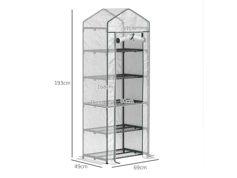 Serre 69x49x193 cm à porte enroulable métal blanche - Conforama E