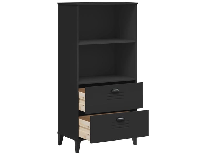  Bibliothèque, meuble de rangement salon viken noir 60x35x123 cm bois d'ingénierie  - Conforama E