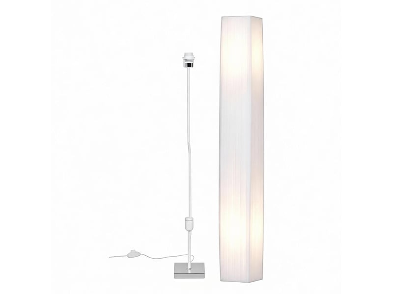  Lampadaire sur pied blanc 14 x 14 x 120 cm – design fin – interrupteur au pied – pour salon et chambre  - Conforama A