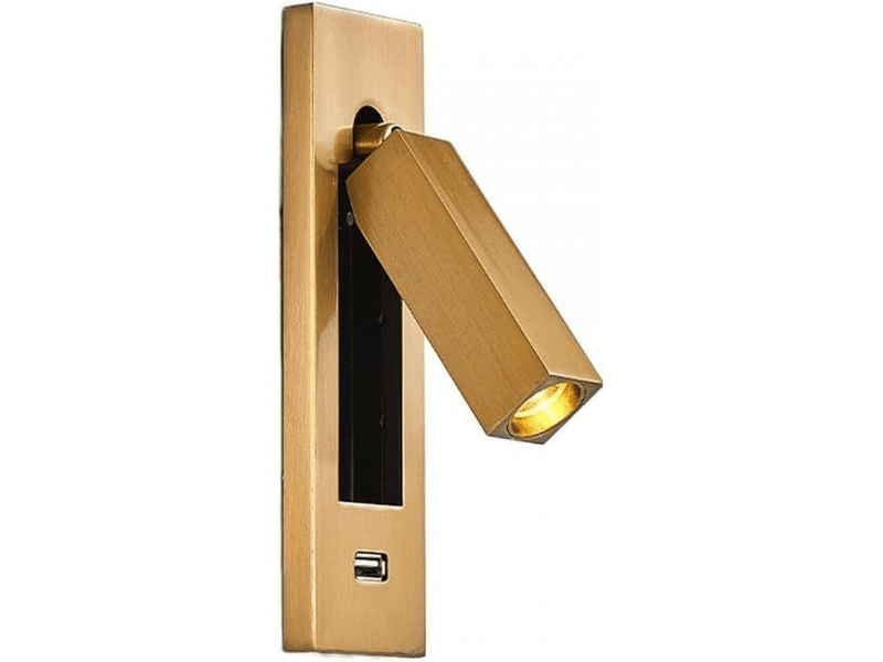  Spot led directionnel encastrable, lampe de chevet, avec port de charge usb, lumière chaude 3 w (doré, jaune XLH-ZLS-001020ZLS - Conforama A