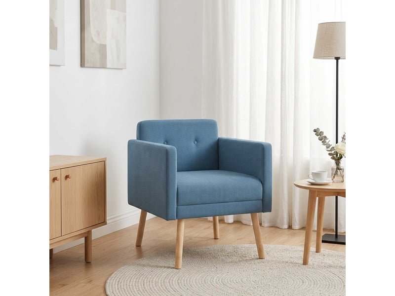  Vidaxl chaise d'appoint bleu tissu en velours côtelé  - Conforama B