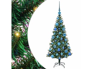 Sapin de noël artificiel, arbre de noël pré-éclairé vert 120 cm pvc et métal shl6066