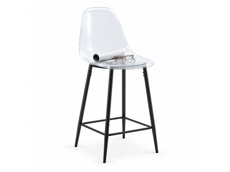  Lot de 4 tabourets de bar,51x45x102 cm,avec piètement métal noir,transparents  - Conforama A