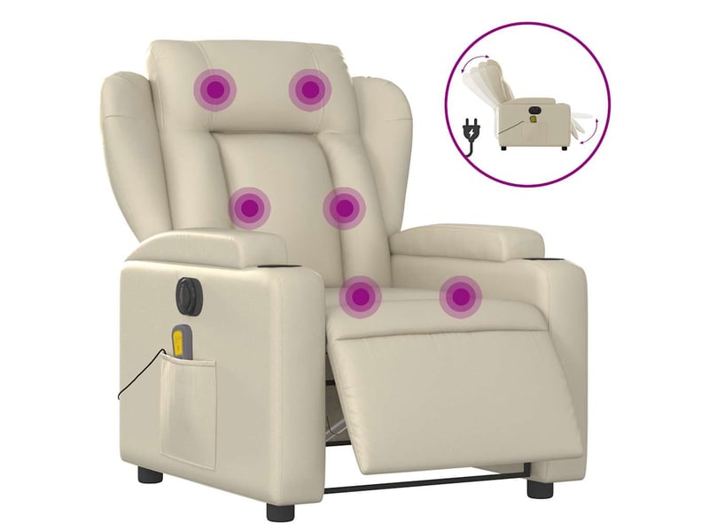  Fauteuil de massage inclinable électrique crème similicuir shl74380  - Conforama A