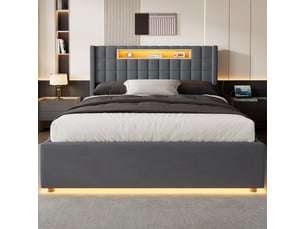 Lit coffre 140x200 cm MODFU coloris gris