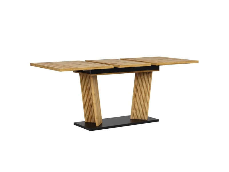  Table de cuisine aspect bois table extensible piètement stable pieds réglables anti-dérapants coloris chêne  - Conforama A