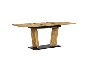 Table de cuisine aspect bois table extensible piètement stable pieds réglables anti-dérapants coloris chêne