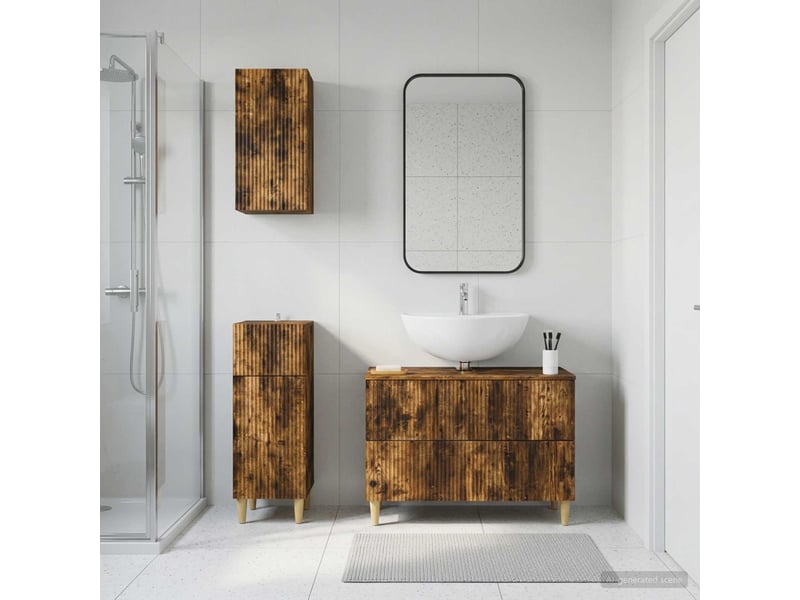  Ensemble de meuble de salle de bain 3 pièces arnhem chêne fumé cf63318  - Conforama B