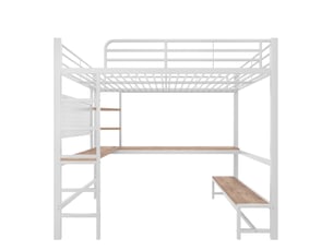 Lit mezzanine 140x200 cm <strong>ZOVIRA</strong>  <strong></strong> coloris blanc