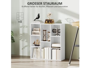 Bibliotheque coloris blanc 8 étagère(s) <strong>FLORAGRACE</strong> <strong></strong> - 24 cm x 80 cm