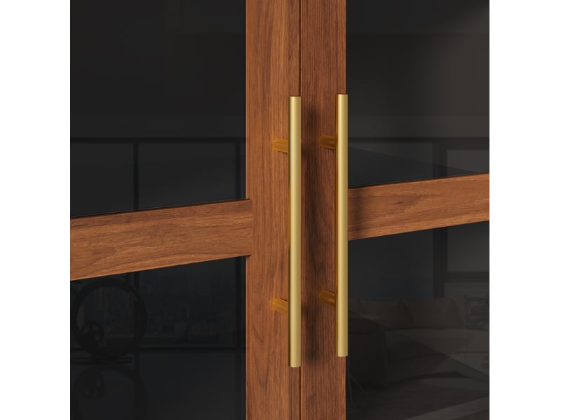  Buffet,110x40x185 cm,3 portes vitrées et 4 tiroirs,mdf,coloris noyer  - Conforama B