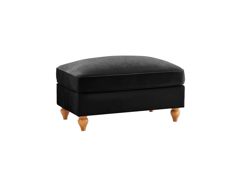 Pouf windsor en chenille noir, repose-pieds confortable pour salon moderne - Conforama E